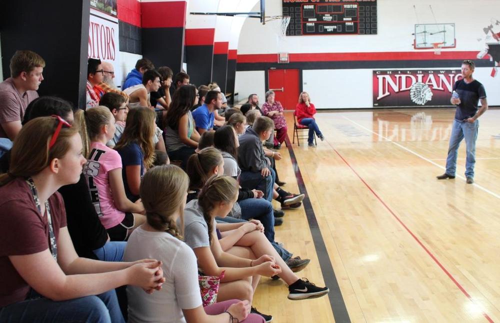 Shane speaking at Drug Awareness Presentation at Chilhowee Schools