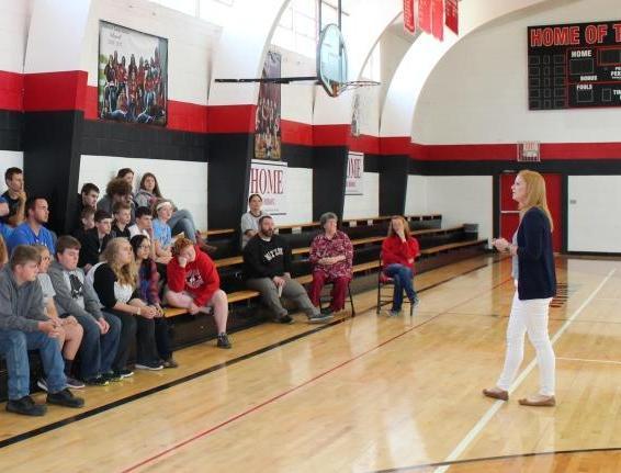 Misty speaking at Drug Awareness Presentation at Chilhowee Schools