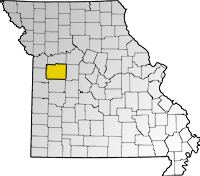 Map showing Johnson County location within the state of Missouri